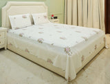 Blush Bloom White Floral King Bedsheet Set