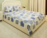 Cool Azure Mosaic Geometric King Bedsheet Set