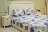 Cool Azure Mosaic Geometric King Bedsheet Set