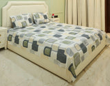 Cream Accent Graphite Geometric King Bedsheet Set