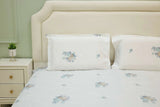 Luxury Floral Printed Cotton Bedsheet Set – Soft Ivory