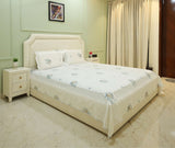 Luxury Floral Printed Cotton Bedsheet Set – Soft Ivory