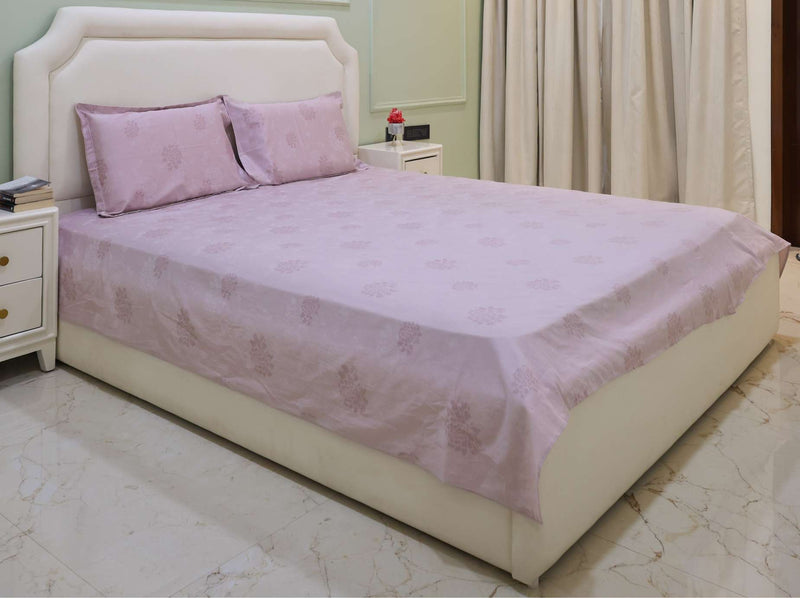 Lavender Whisper Self-Design King Bedsheet Set