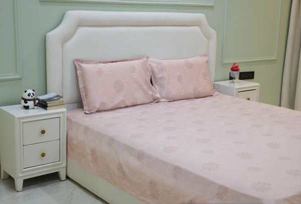 Ivory Elegance Self-Design King Bedsheet Set