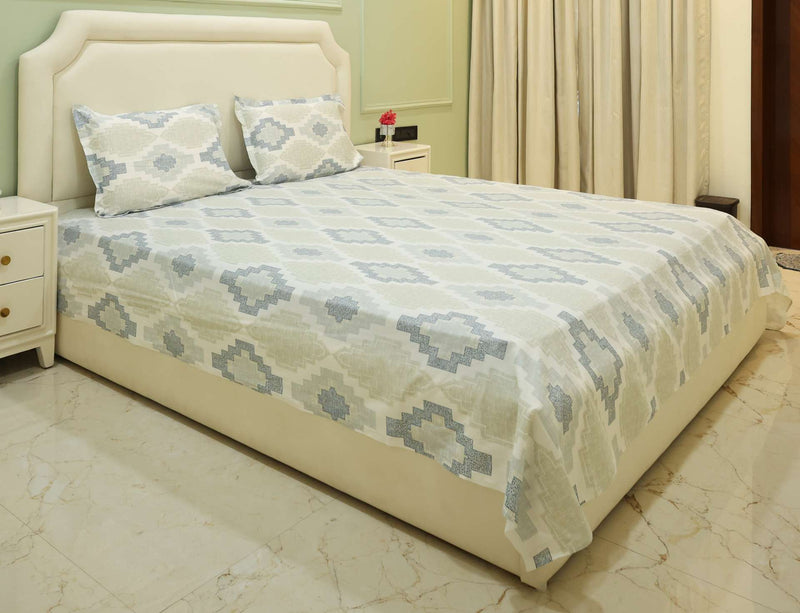 Icy Dune Geometric King Bedsheet Set