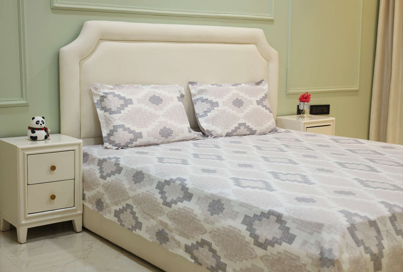 Nordic Echo Geometric King Bedsheet Set