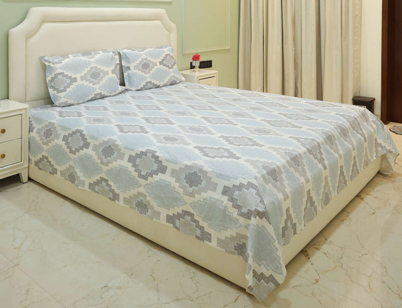 Glacier Mist Geometric King Bedsheet Set