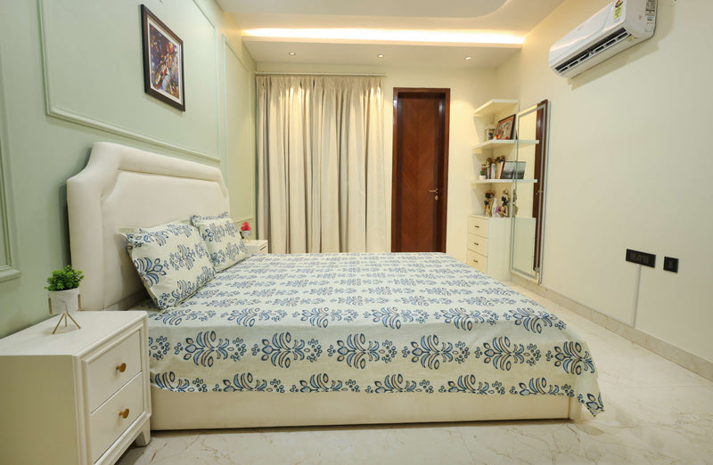 Indigo Bloom King Bedsheet Set