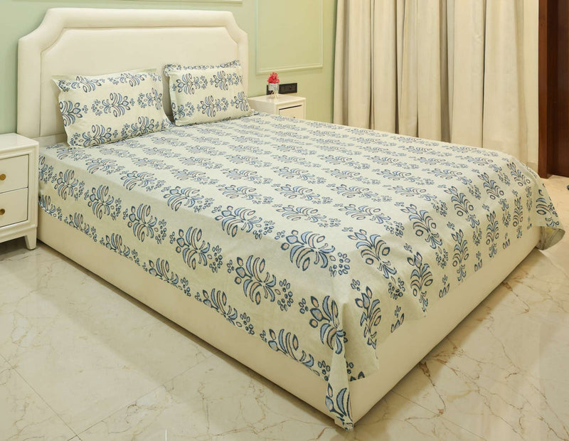 Indigo Bloom King Bedsheet Set