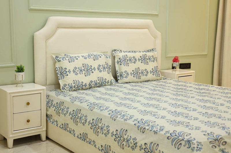 Indigo Bloom King Bedsheet Set