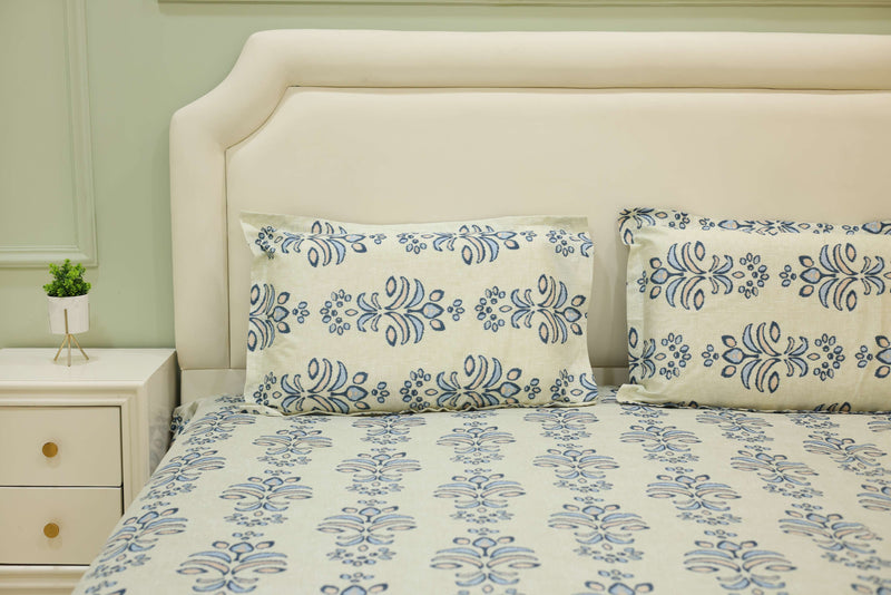 Indigo Bloom King Bedsheet Set