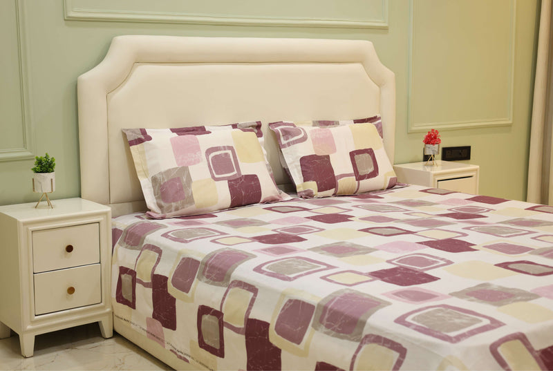 Blush Rosé Mosaic Geometric King Bedsheet Set