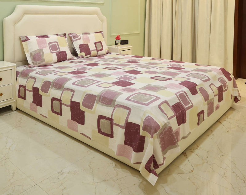 Blush Rosé Mosaic Geometric King Bedsheet Set